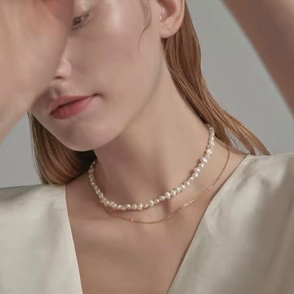 NEW Pearl Necklace Chocker Freshwater Pearls Preppy Old Money Feminine Coquette - Picture 3 of 12